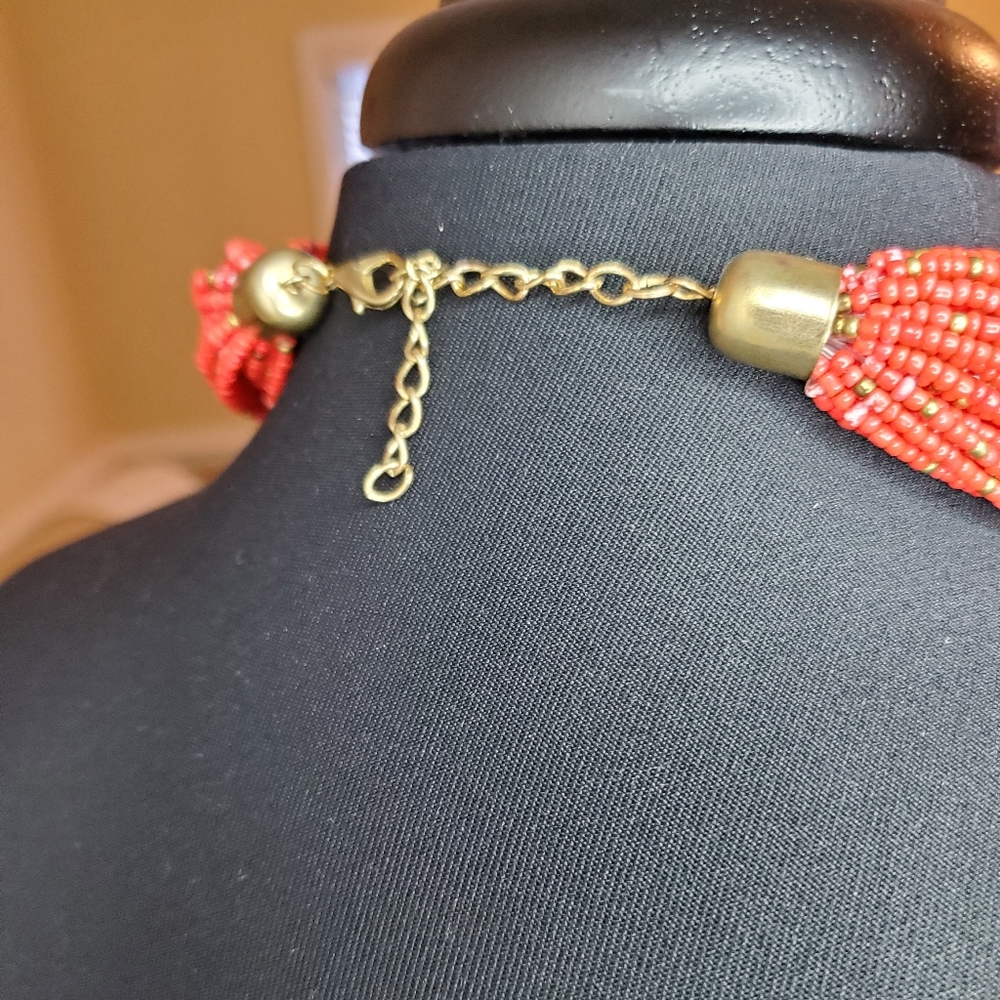 Multi Length Red Beaded Neckace And Bracelet - image 5